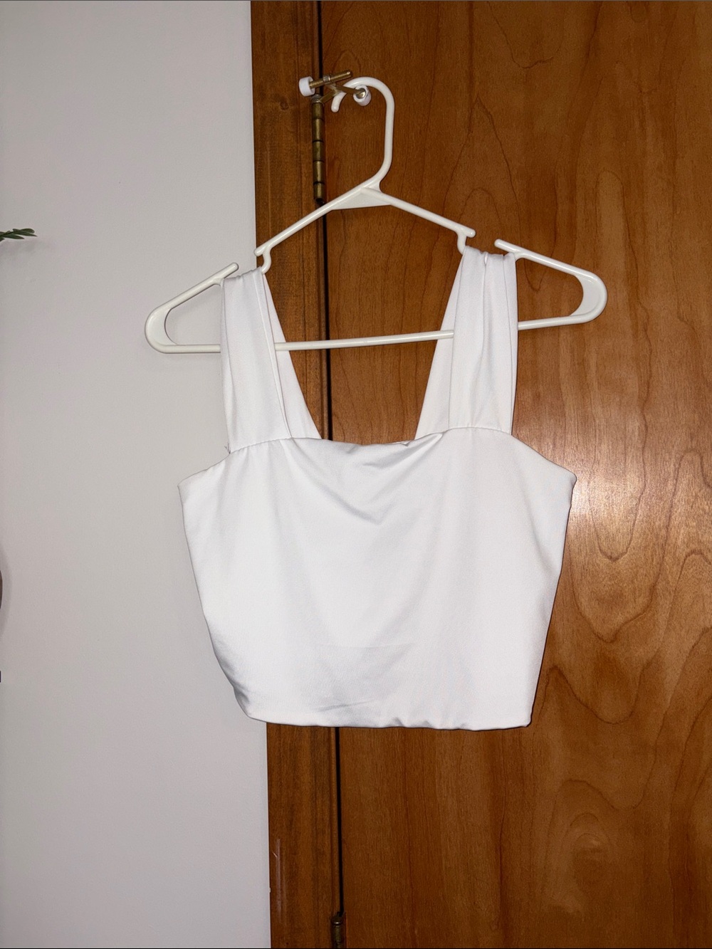 Women's White Square Crop Tank - Minimal Strap Crop Top